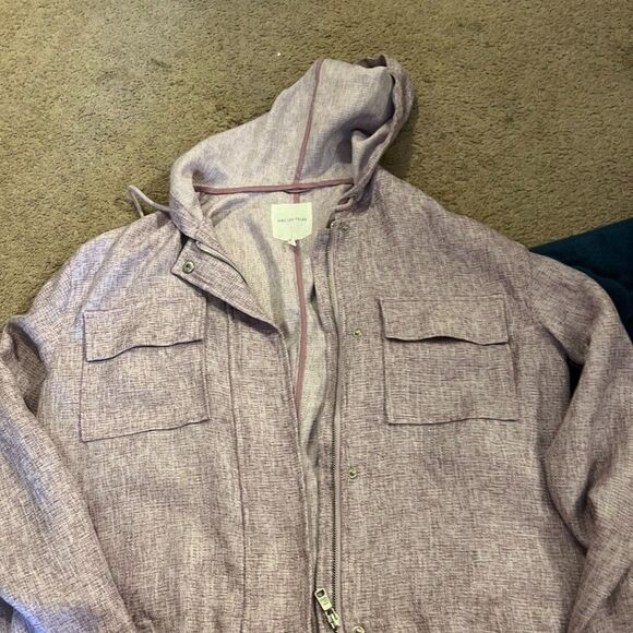 Anthropologie Aves Les Filles Lavender Long sleeve Full Zip Hooded Jacket L - Picture 3 of 8